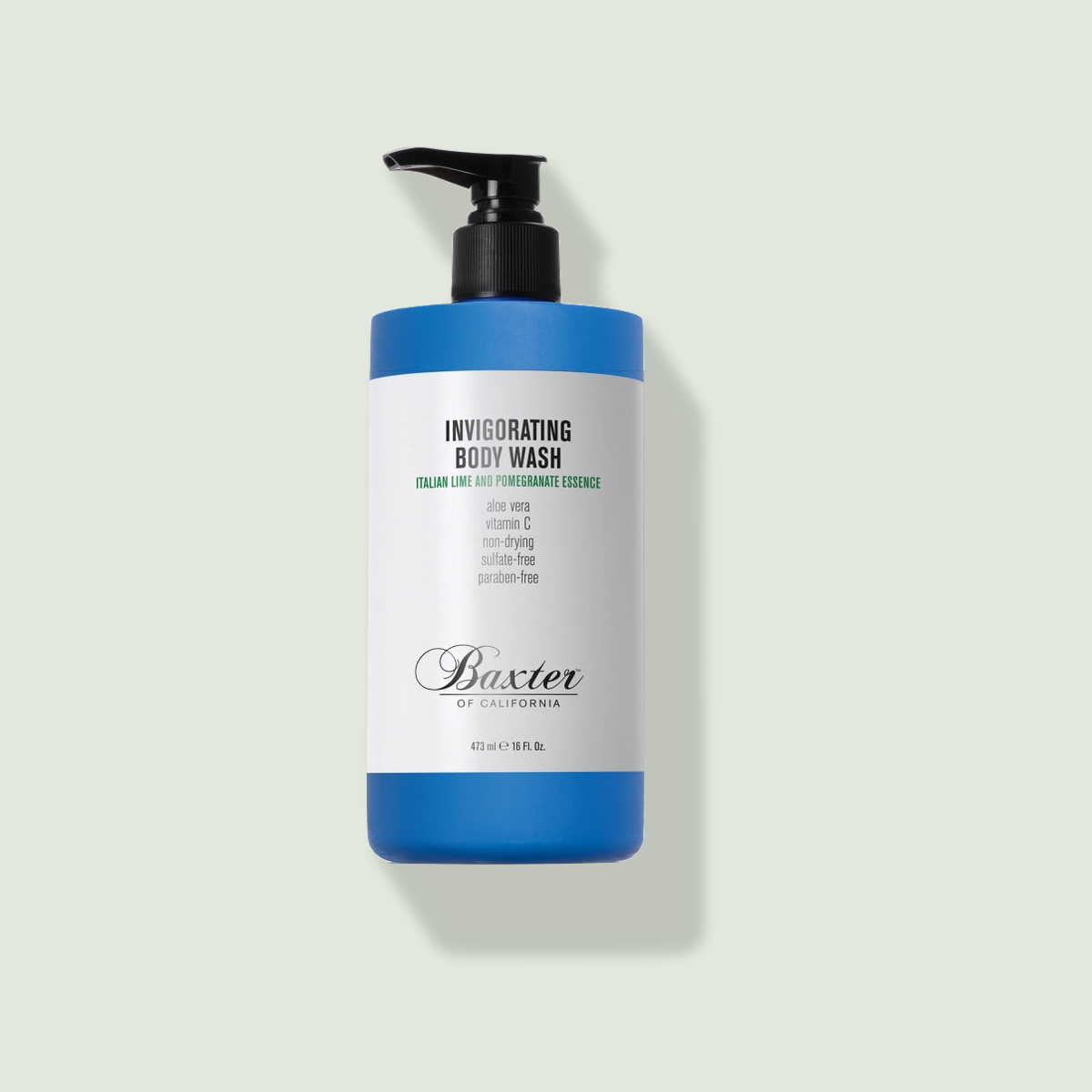 Baxter of California Italian Lime & Pomegranate uz salvijas fona