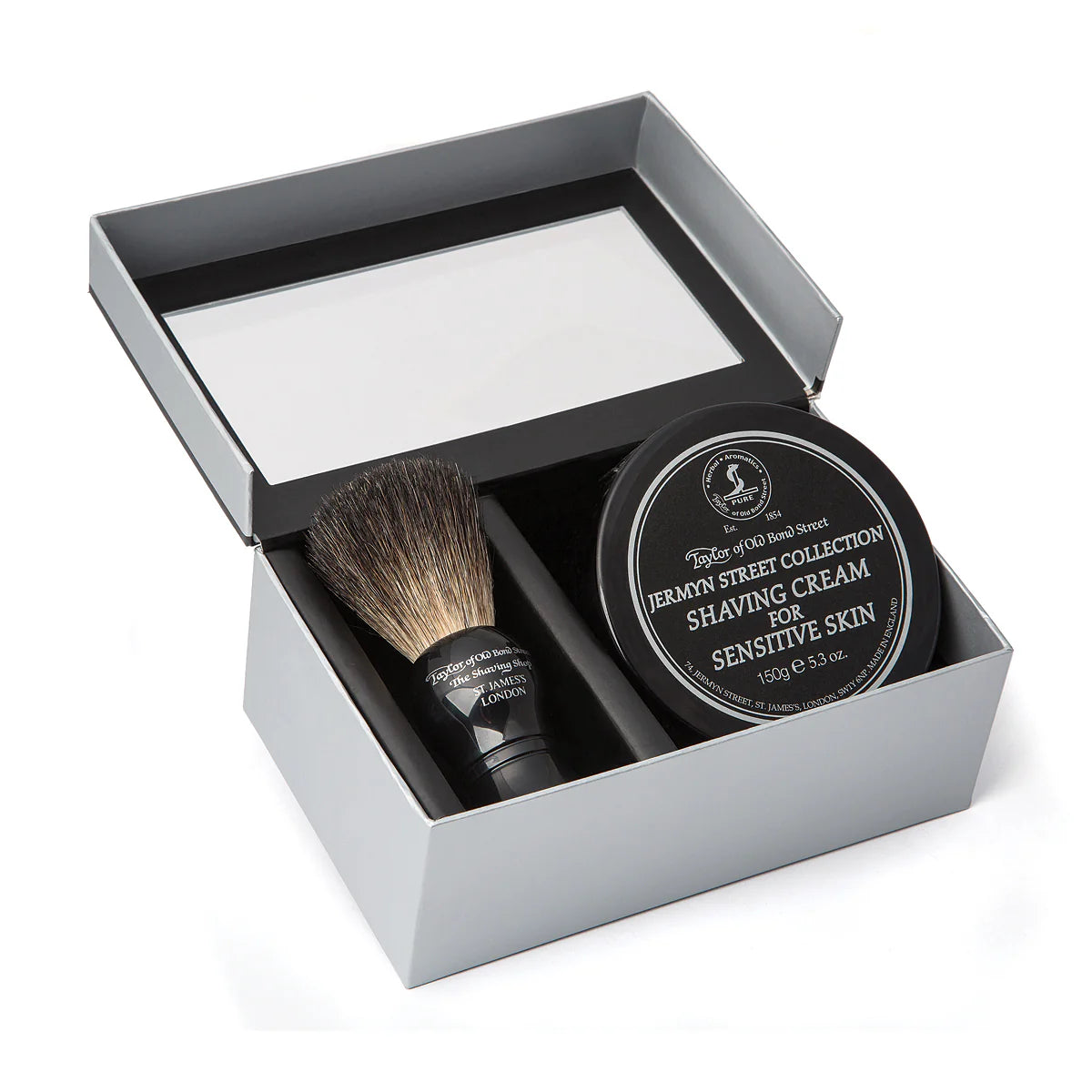 Gift Set Black Pure Badger Brush & Jermyn Street Shaving Cream Bowl