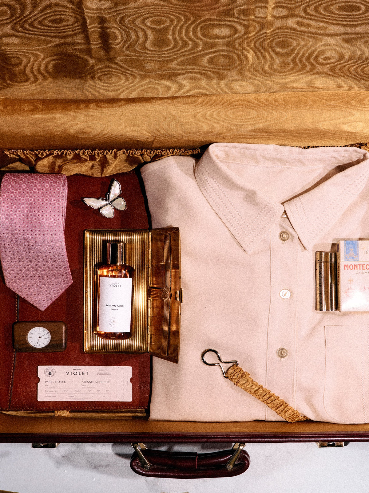 Maison Violet Bon Voyage in a vintage suitcase