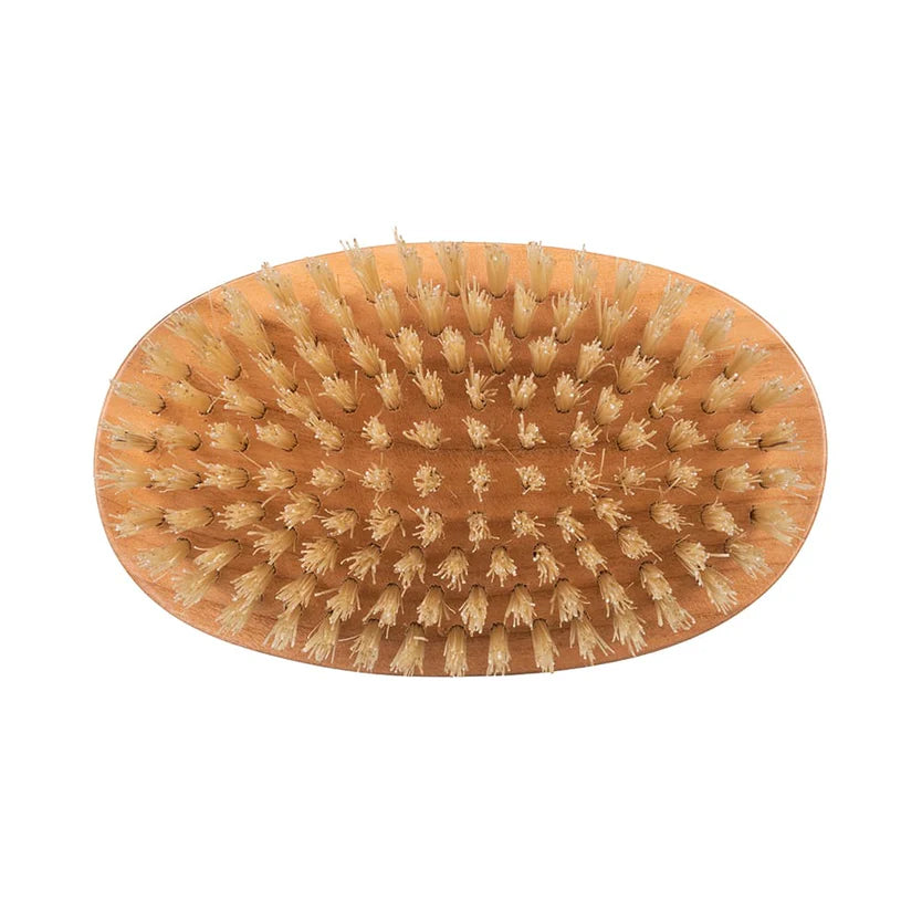 Mens Finest Cherrywood Pure White Bristle Oval Brush 107 x 64 mm MC4