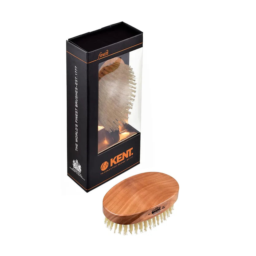 Mens Finest Cherrywood Pure White Bristle Oval Brush 107 x 64 mm MC4