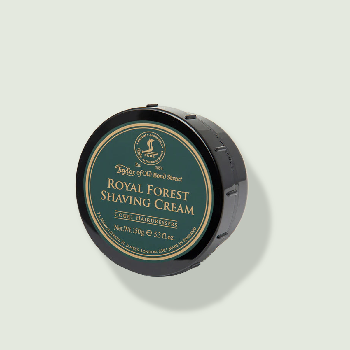 Taylor of Old Bond Street Royal Forest skūšanās krēms uz salvijas krāsas fona