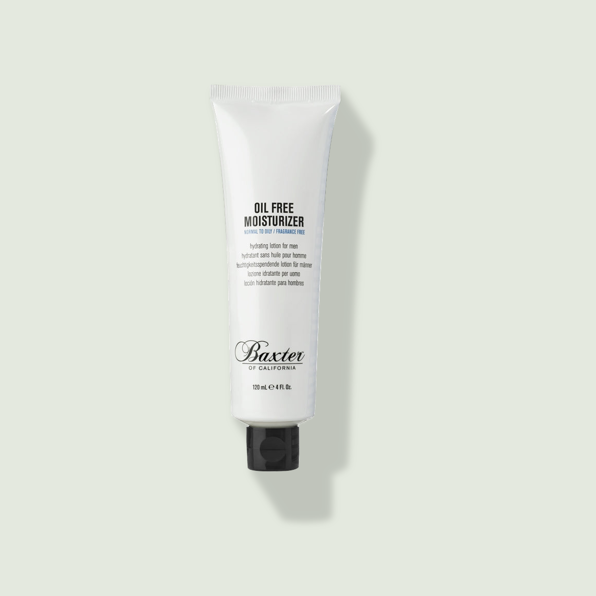 Baxter of California Oil Free Facial Moisturizer uz salvijas krāsas fona