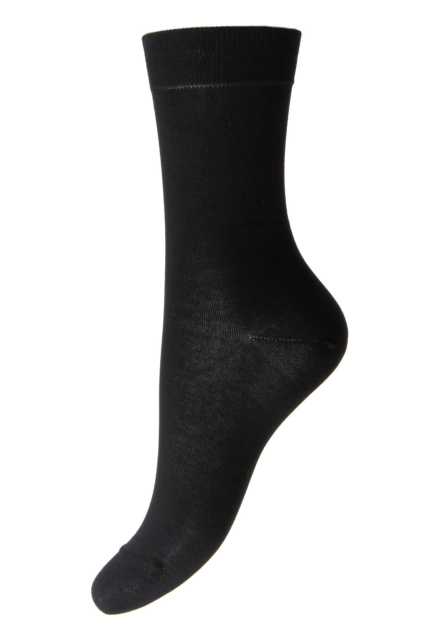 Poppy Black Cotton Lisle Women's Socks Medium (EU 37 - 41)