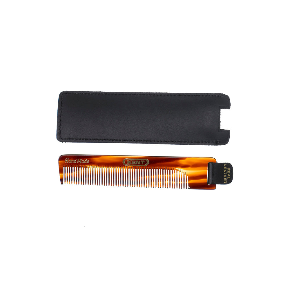 Handmade 112mm Comb with Leather Tab and Case Fine Hair NU 22 CASE